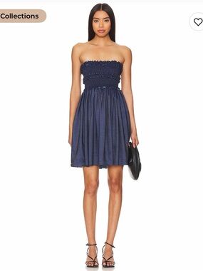 AZEEZA chambray lightweight strapless dress